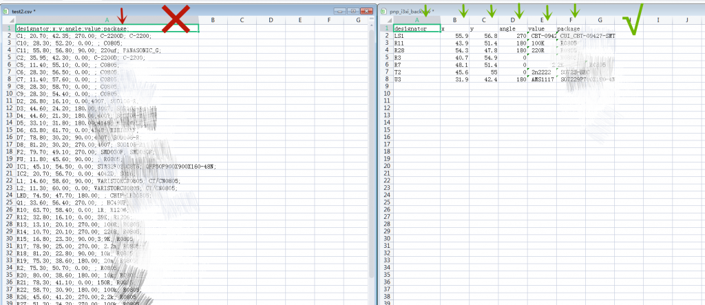 qihe How to modify a coordinate csv files in the correct format and make it work through a tvm802ax smt pick and place machine 