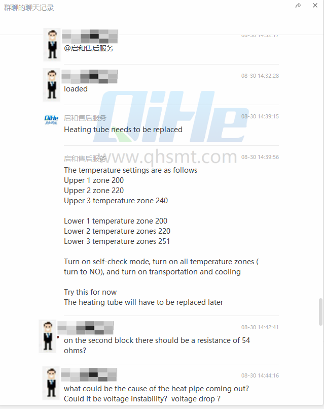 qihe Smt pick and place machine How solve QRF630 reflow oven temp