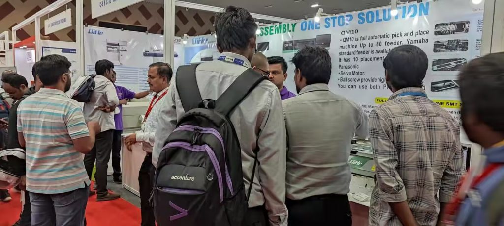 This week, Qihe joined a three-day summit : smartBHARAT 2022 | INDIA ELECTRONIC WEEK.We showed the popular models PNP smt pick and place machine QL41 4heads LED placement machine,TVM802AX desktop smt pick and place machine and reflow oven machine such as QRF320 ，Smt setup etc.