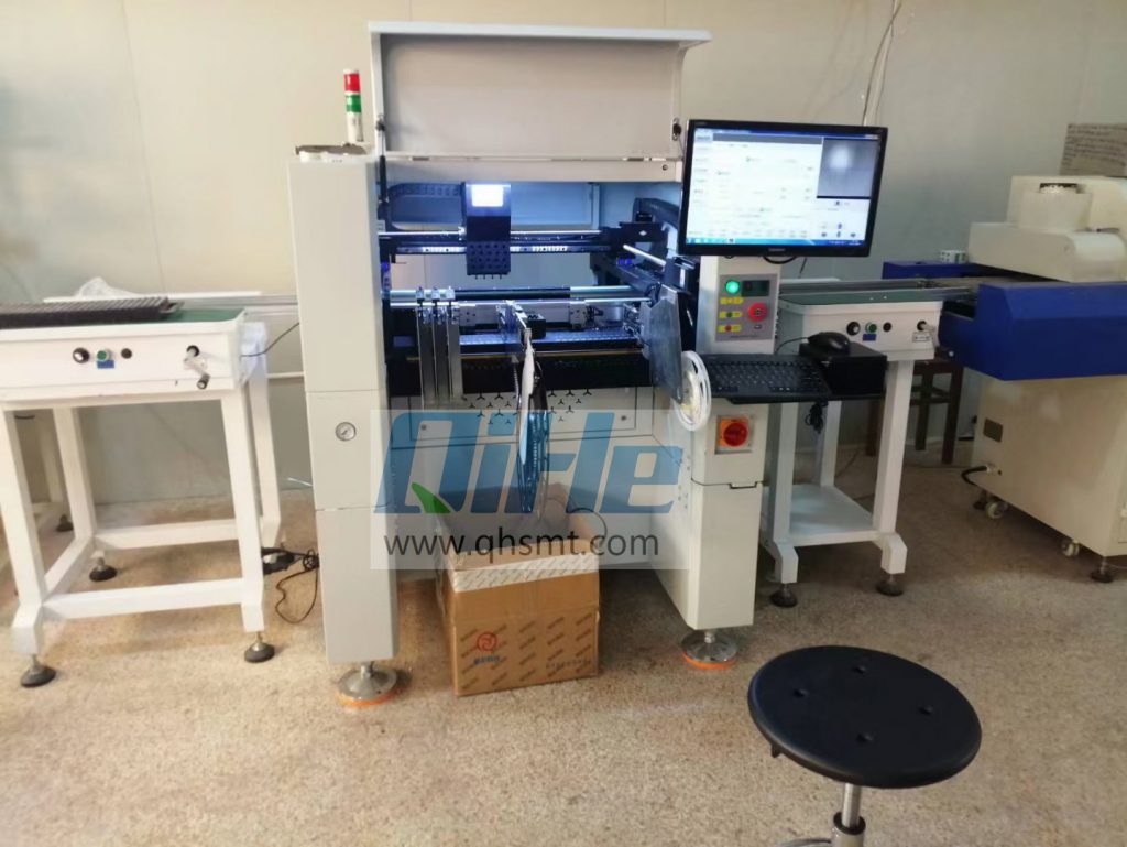 Today author from QiHe smt automatic pick and place machine update you with a smt setup case of a customer case who has a TVM926S pnp smt smt pick and place machine line,reflow,printer,conveyors,pcb assembly, semi automatic soldering paste printer QP3250→ smt conveyor →PNP machine TVM926S→smt conveyor →reflow oven QRF835