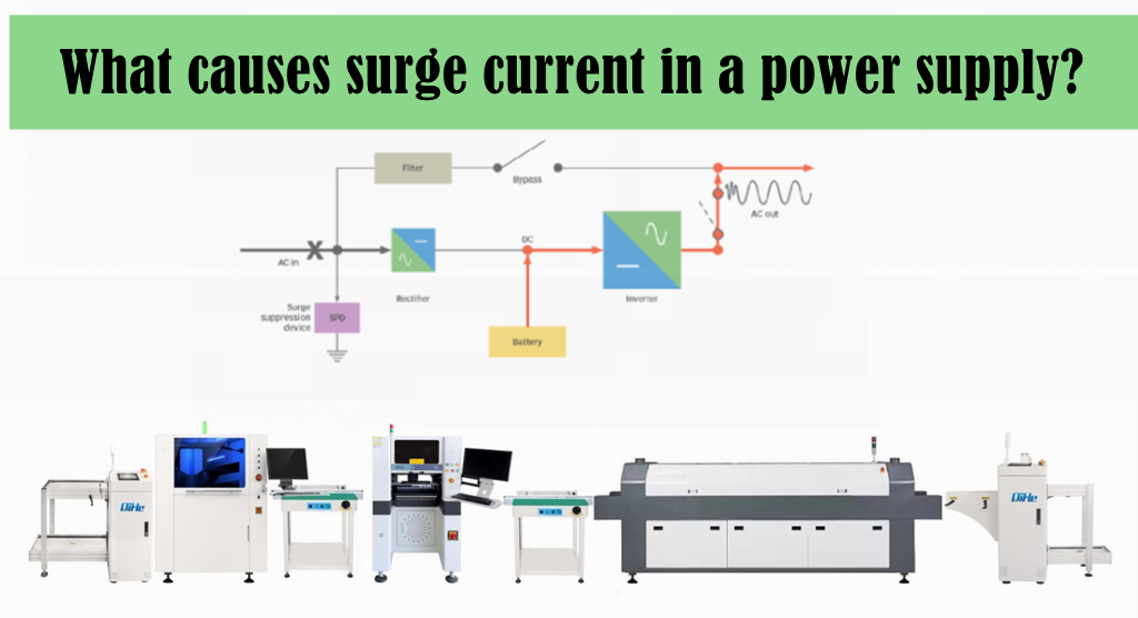 Electrical overloads can lead to power surges as the overwhelmed circuit may receive a massive spike in current due to the excessive power being drawn.Today qihe smt pick and place machine sharing what causes surge current in a power supply .